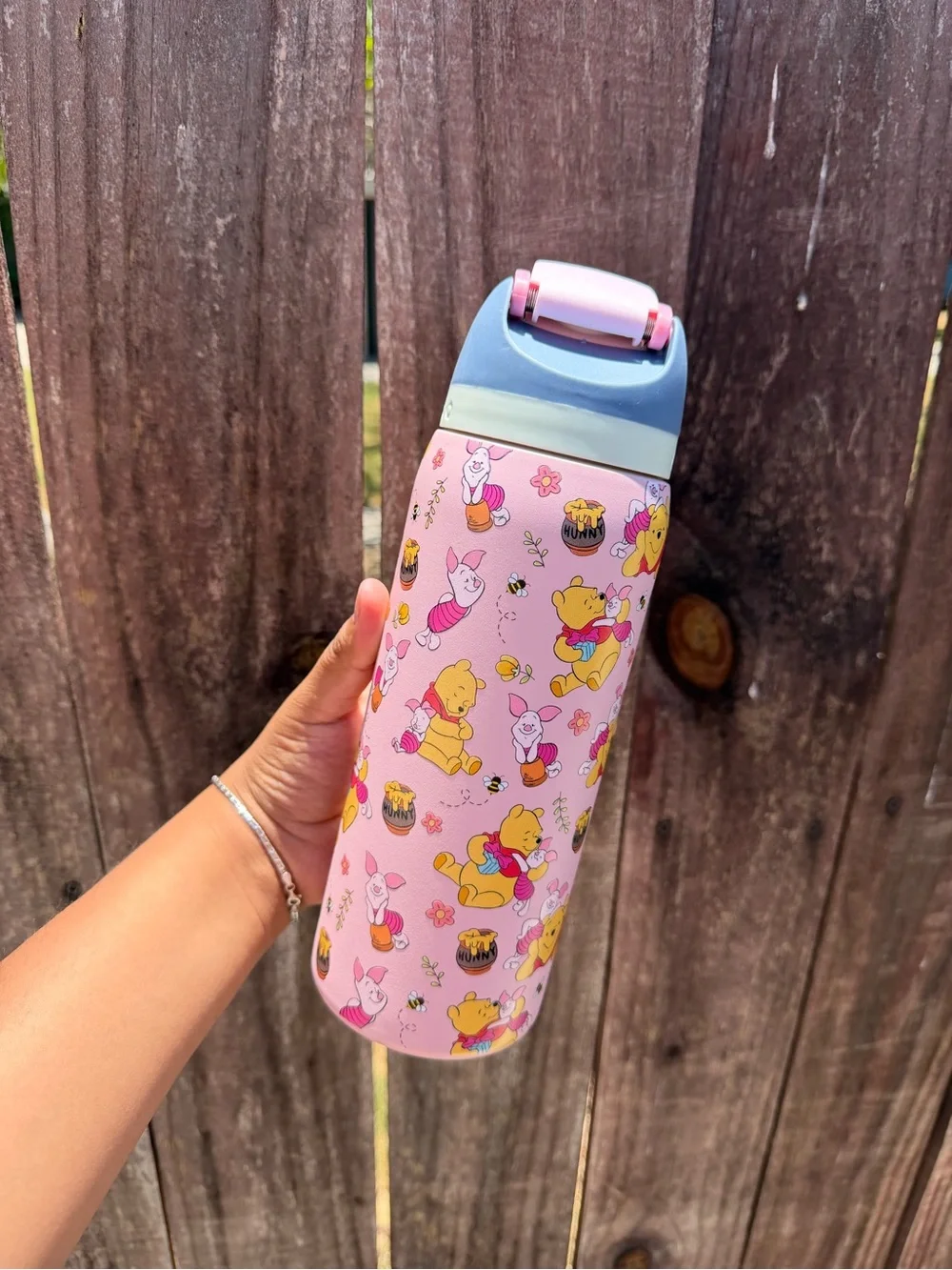 Pink Owala 32 oz Winnie the Pooh Water Bottle with Flip Lid